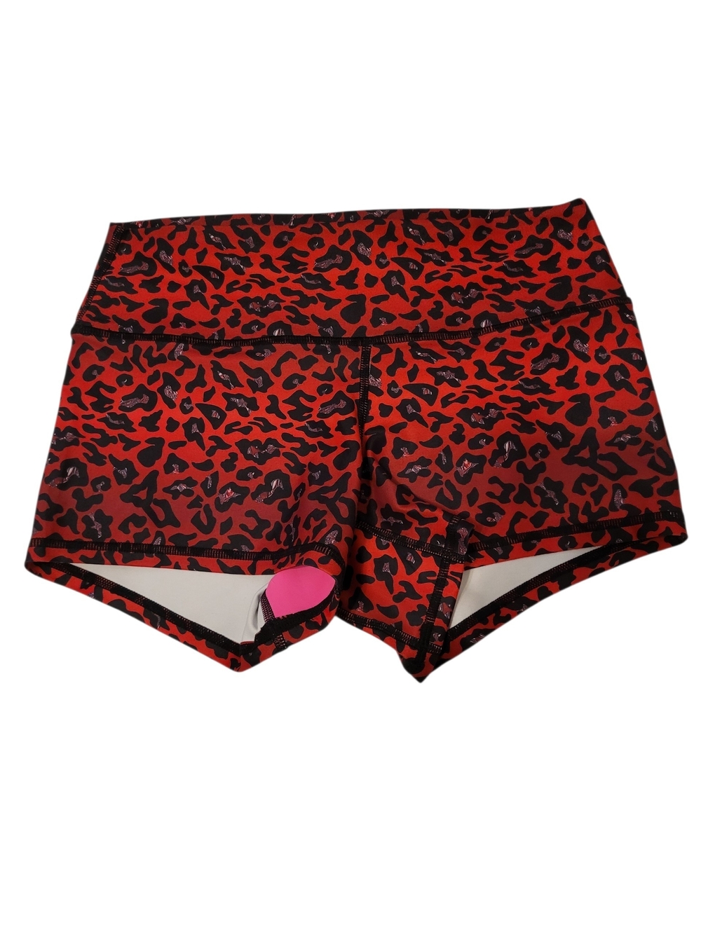 Peachy Red Leopard Print Shorts